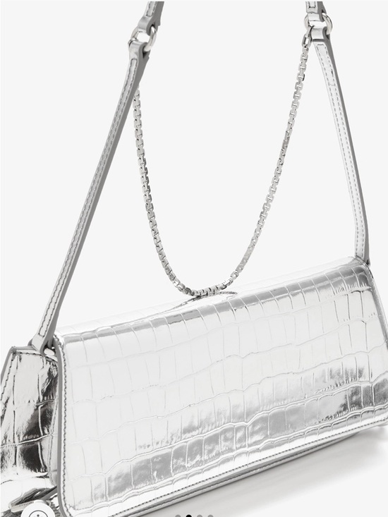 Givenchy Handbags - Givenchy Silver Croc-Effect Shoulder Clutch